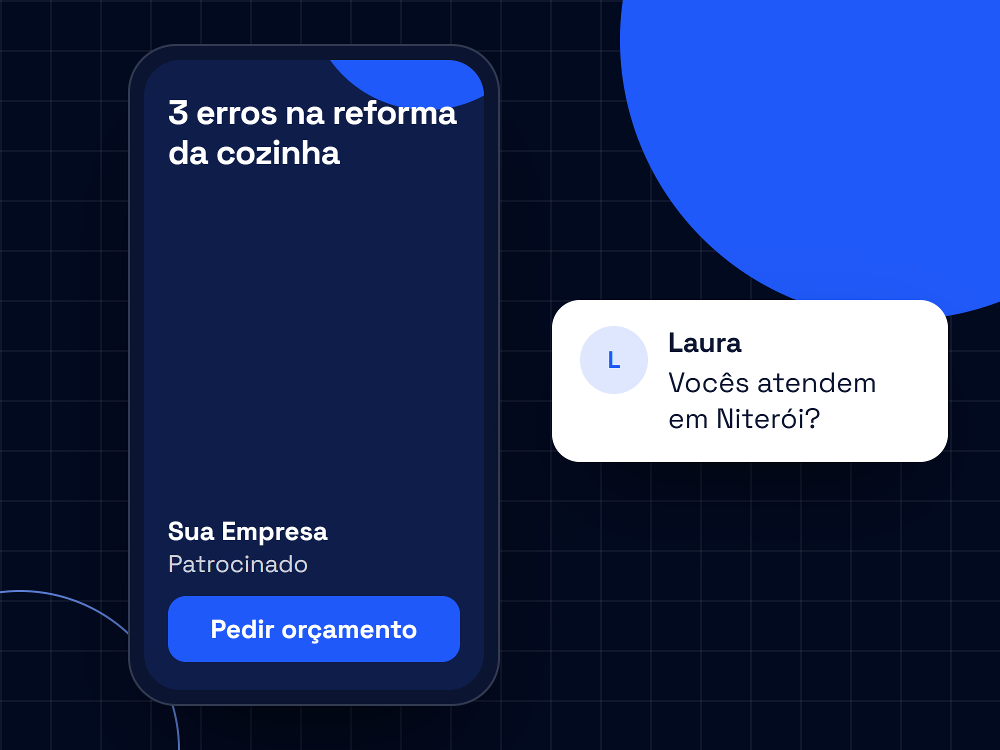 Vídeo vertical patrocinado de exemplo e o comentário de uma pessoa interessada